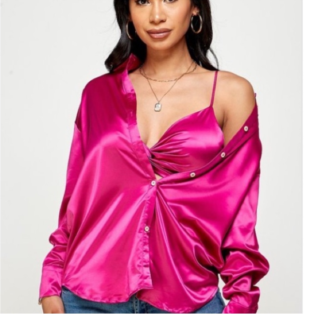 Satin Pink Women's Top